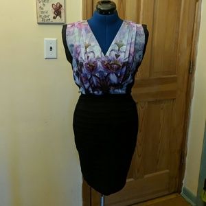 Express Dress w/Pencil Skirt & Bloused Flower Top